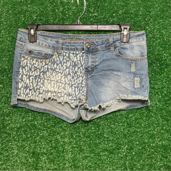 Revolution Blue Jean Shorts with Lace Overlay - Picture 1 of 5